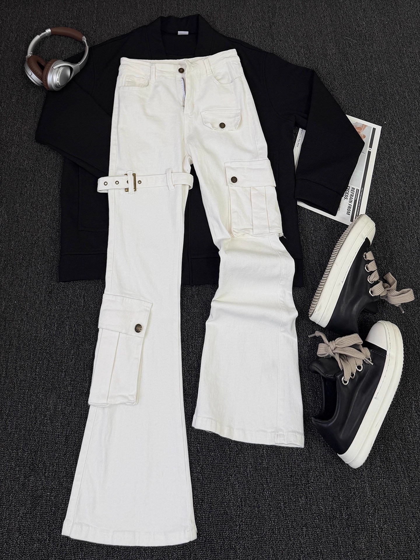 White Belted Vibe Men's Jeans  - Streetwear Brand Belts review and price