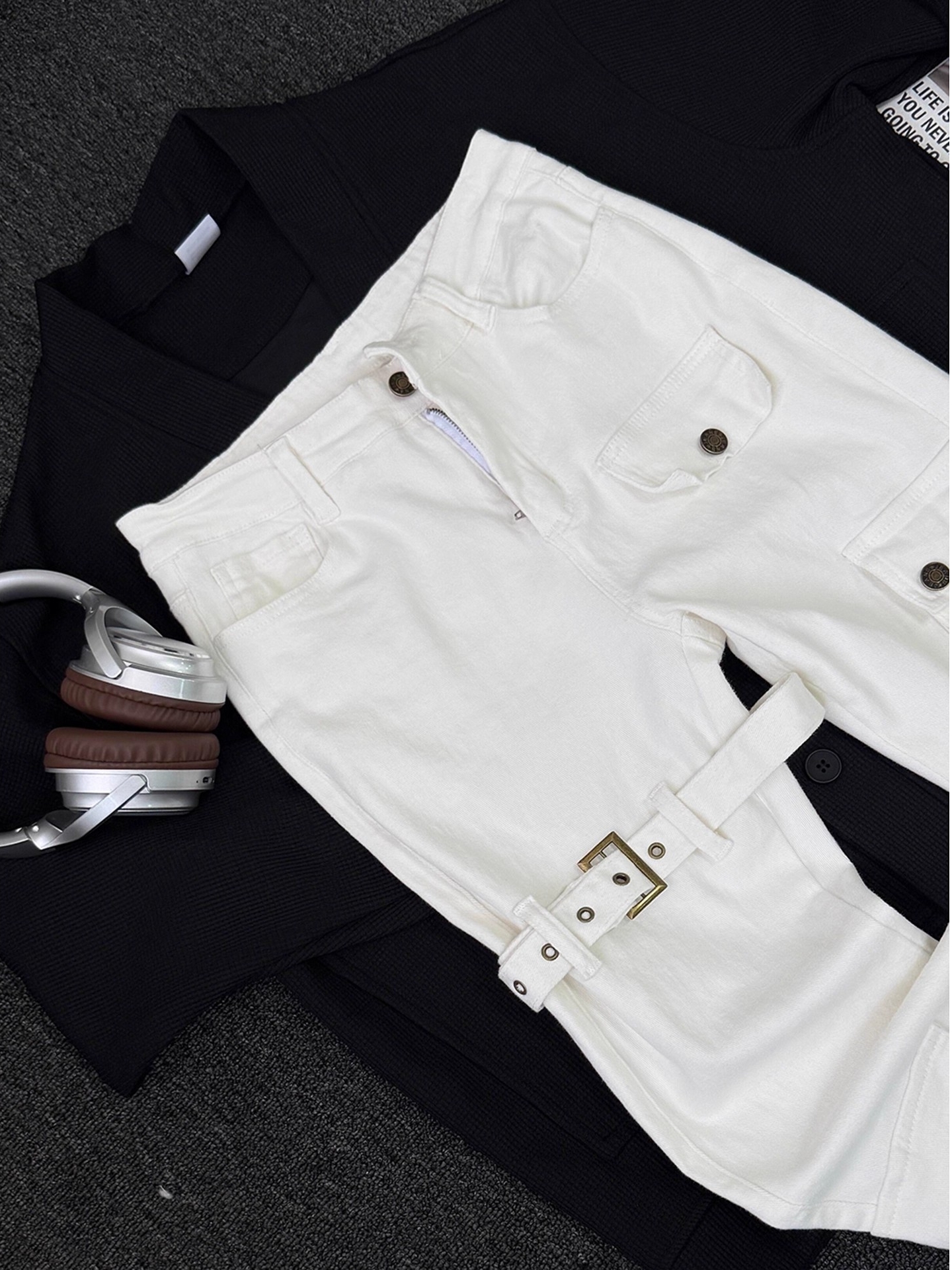 White Belted Vibe Men's Jeans  - Streetwear Brand Belts review and price