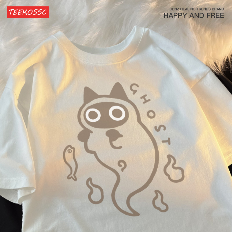 Ghost Cat Loose Short Sleeved  - Streetwear Brand Cat review and price