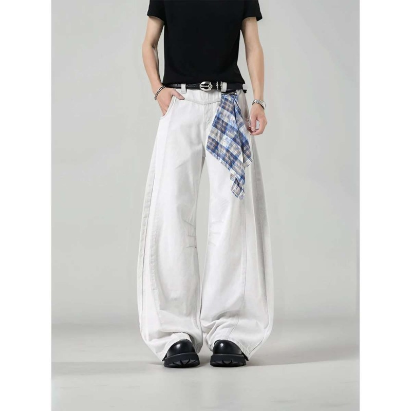 Men's Loose Wide Leg Plaid Pan - Streetwear Brand For Men review and price