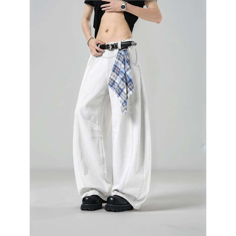 Men's Loose Wide Leg Plaid Pan - Streetwear Brand For Men review and price