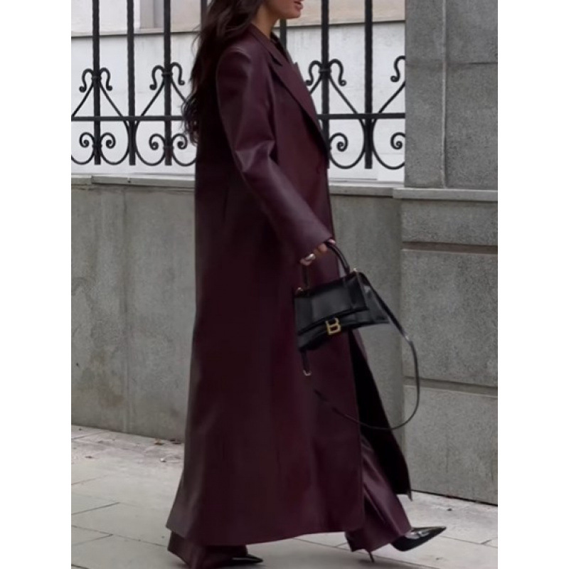 Women Autumn Long Leather Jack - Streetwear Brand Belts review and price